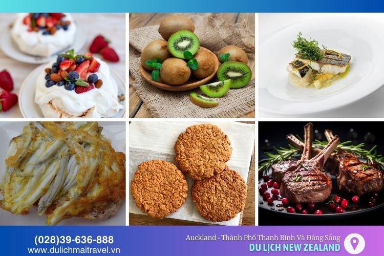 Ẩm thực Auckland đa dạng với Pavlova, Kiwi, Hapuka, cá trắng nhỏ, Anzac Biscuit và thịt cừu đặc trưng