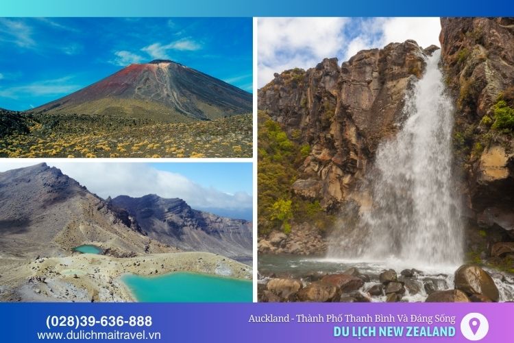 Công viên quốc gia Tongariro nổi tiếng với thác Taranaki và cảnh quan thiên nhiên hùng vĩ