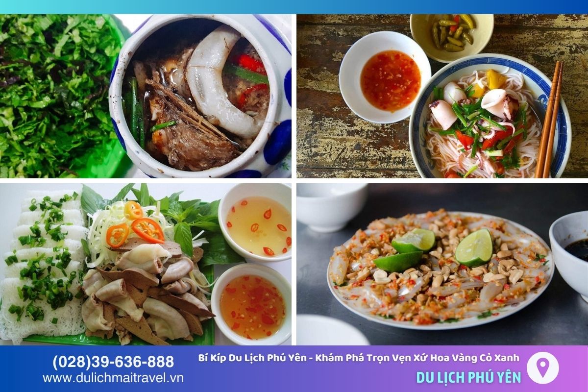 Phú Yên nổi tiếng với các đặc sản măt cá ngừ đại dương, bún mực, bánh hỏi lòng heo, gỏi cá mai...
