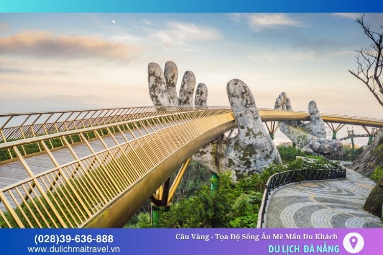 Cầu Vàng với thiết kế độc đáo trong khung cảnh thiên nhiên hùng vĩ sẽ là điểm đến lý tưởng cho chuyến du lịch Bà Nà Hills