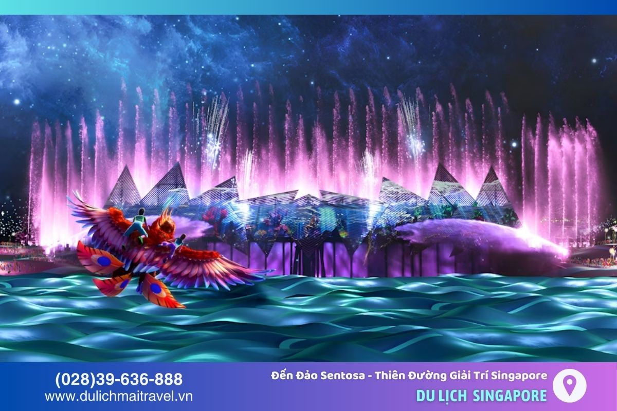 Wings of Time Show - chương trình biểu diễn nhạc nước hấp dẫn với màn hình lớn trình chiếu hiệu ứng nước, laser và lửa, cùng âm thanh hoành tráng