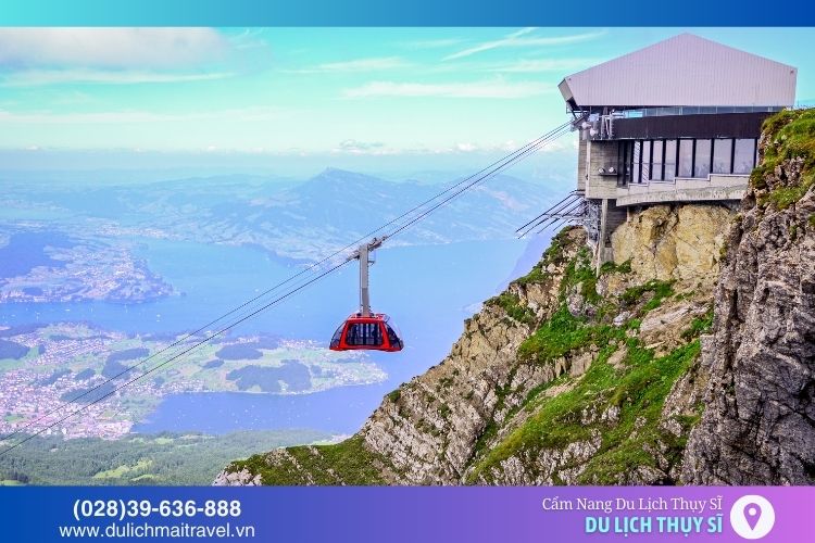 Du khách có thể đi cáp treo và khám phá thiên nhiên hùng vĩ núi Pilatus