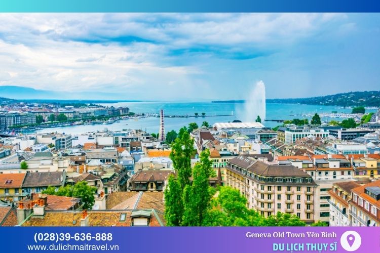 Khu phố cổ Geneva Old Town nổi bật với các ngôi nhà có mái ngói đỏ