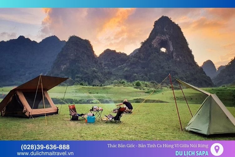 Cắm trại, thưởng thức cà phê và ngắm cảnh thiên nhiên bên thác Bản Giốc