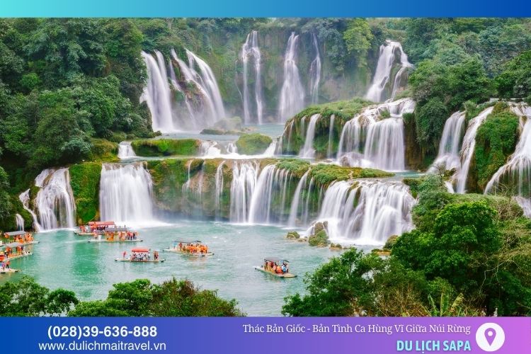 Đi thuyền ngắm thác Bản Giốc giúp cảm nhận trọn vẹn vẻ đẹp và sức mạnh của những ngọn thác