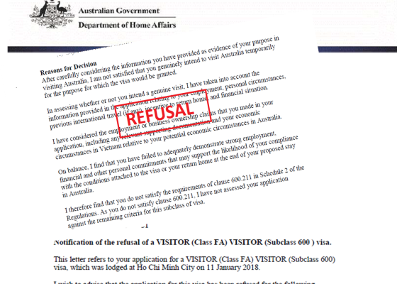 Những lý do bị từ chối visa du lịch Úc và cách xử lý 