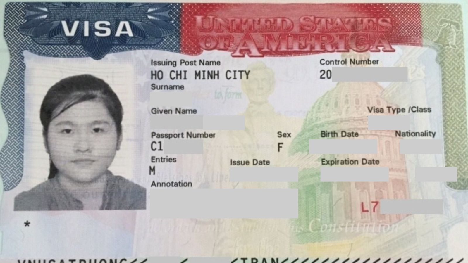 một chiếc Visa du lịch Mỹ của khách Maitravel