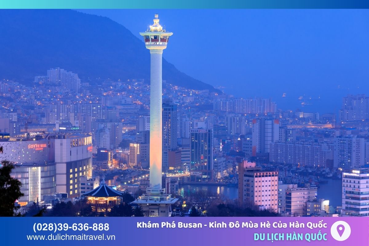 Tháp Busan là biểu tượng nổi bật của thành phố, mang đến tầm nhìn ấn tượng ra toàn thành phố